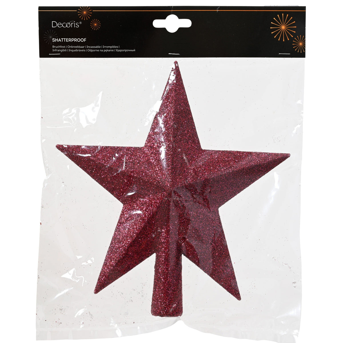 Lasele Shatterproof 19cm Star Tree Topper - Festive Pink Glitter - Laura James