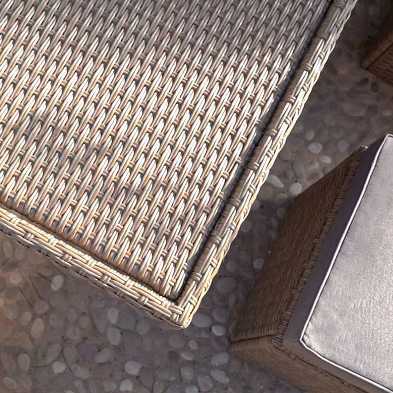 Aston Rattan Corner Sofa Set - 9 Seater - Natural Brown - Glass Table Top