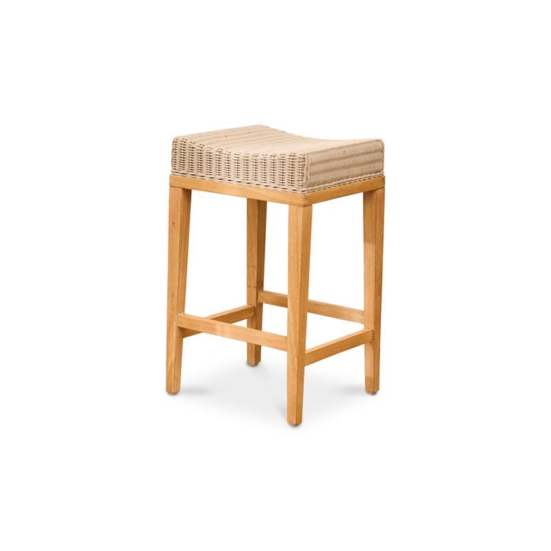 Reid Linen Grey Backless Bar Stools - Set of 2 - Whitewash Mindi Wood Legs - Laura James