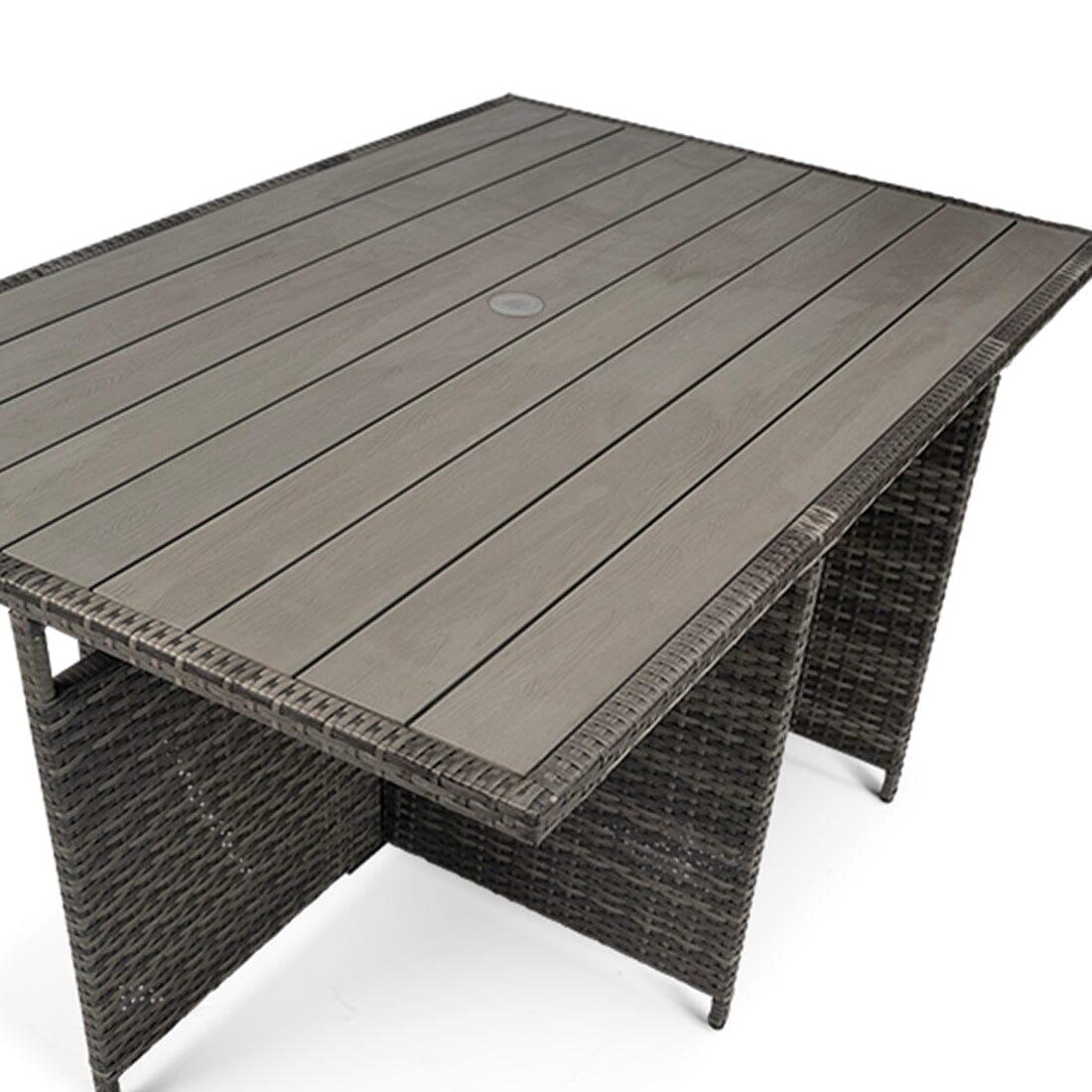 10 Seater Rattan Cube Outdoor Dining Set - Grey Weave Polywood Top