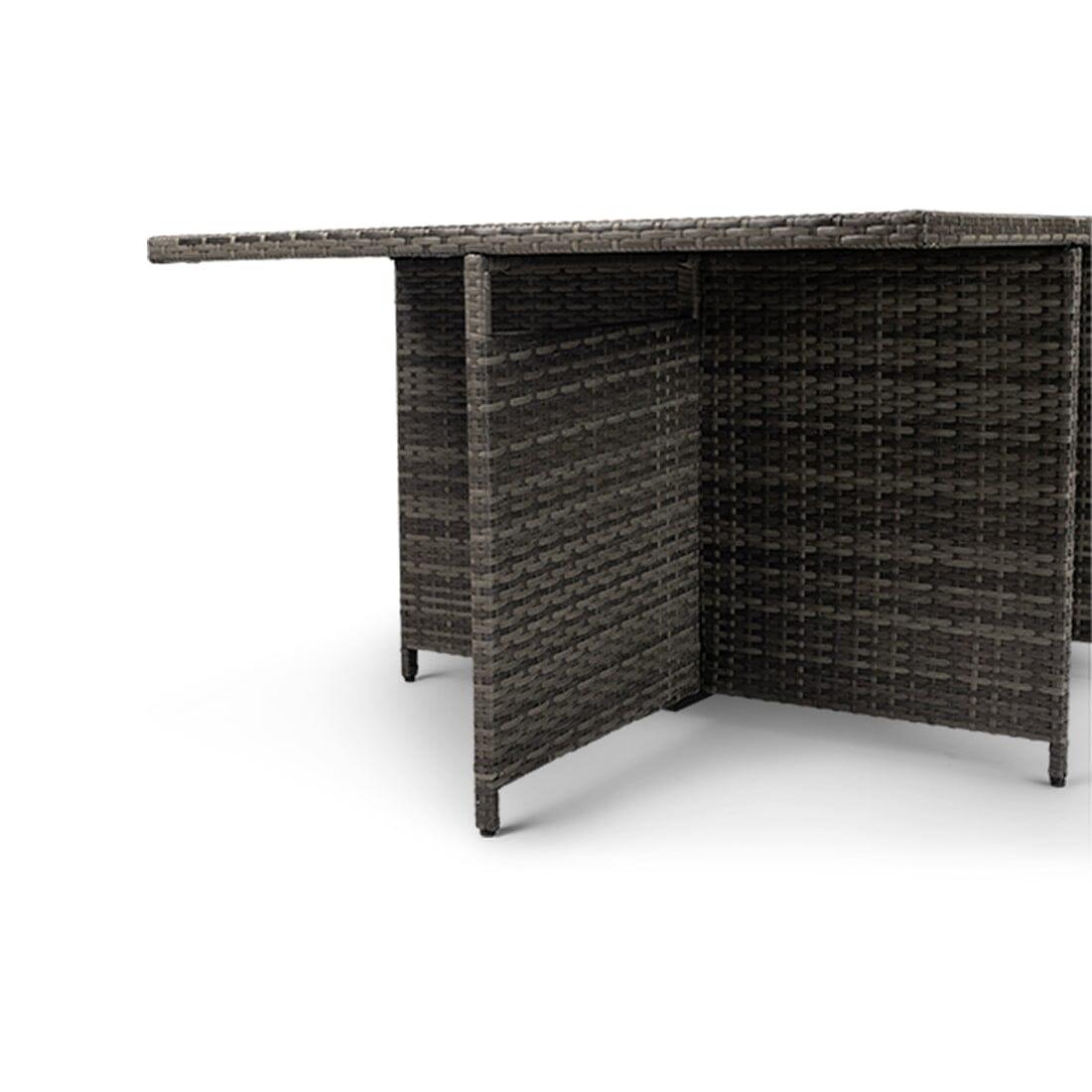 10 Seater Grey Rattan Cube Dining Set - Laura James