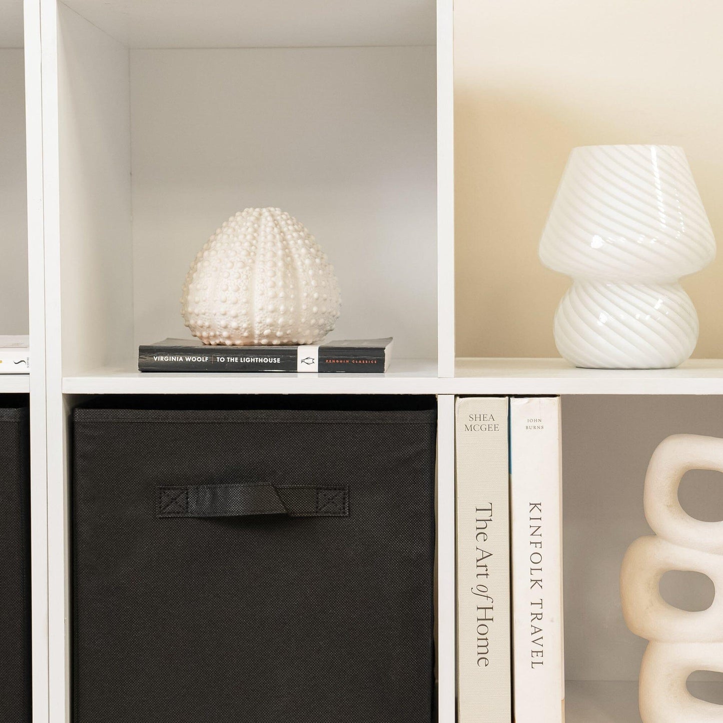 12 Cube Bookcase Ladder Storage Unit - White - Two 6 Cube Units (Black Basket) - Laura James