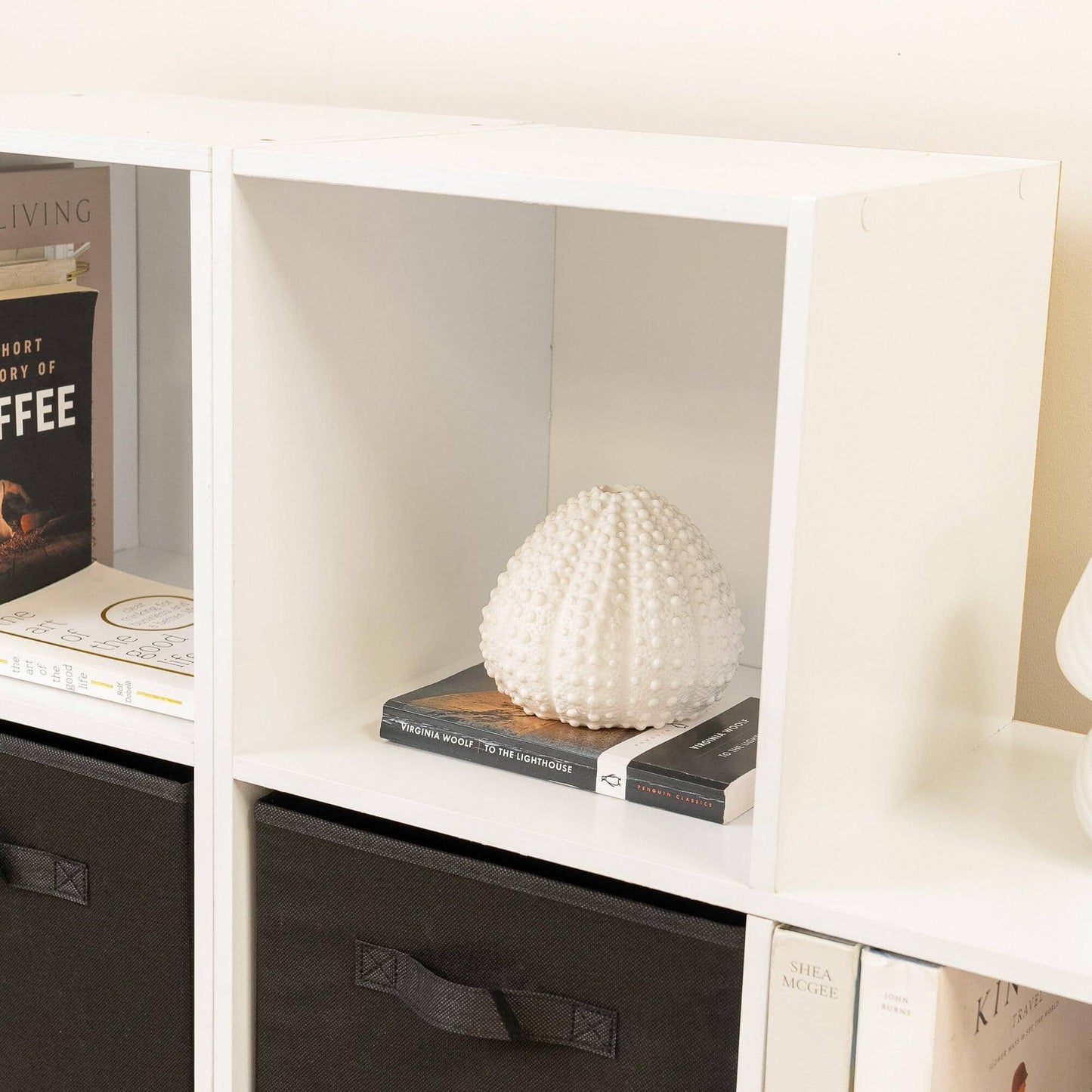 12 Cube Bookcase Ladder Storage Unit - White - Two 6 Cube Units (Black Basket) - Laura James