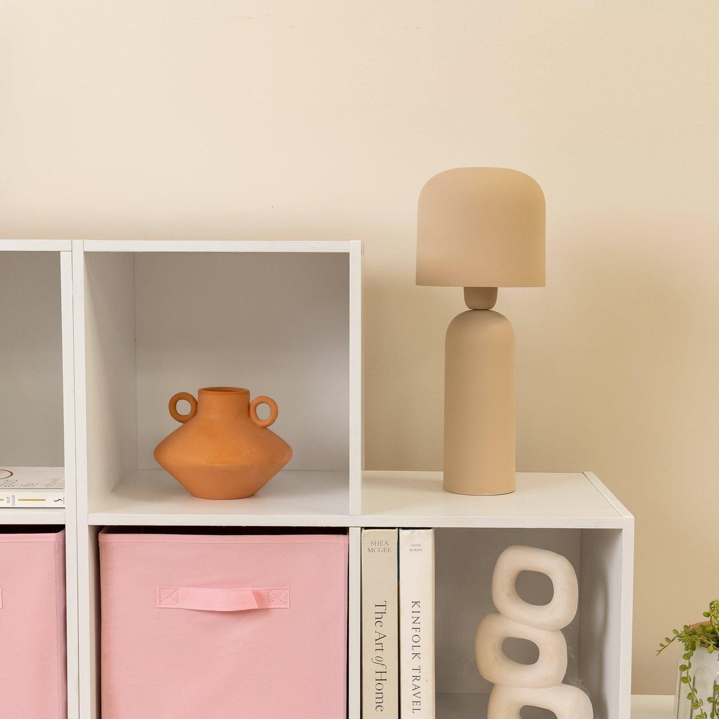 12 Cube Bookcase Ladder Storage Unit - White - Two 6 Cube Units (Pink Basket) - Laura James