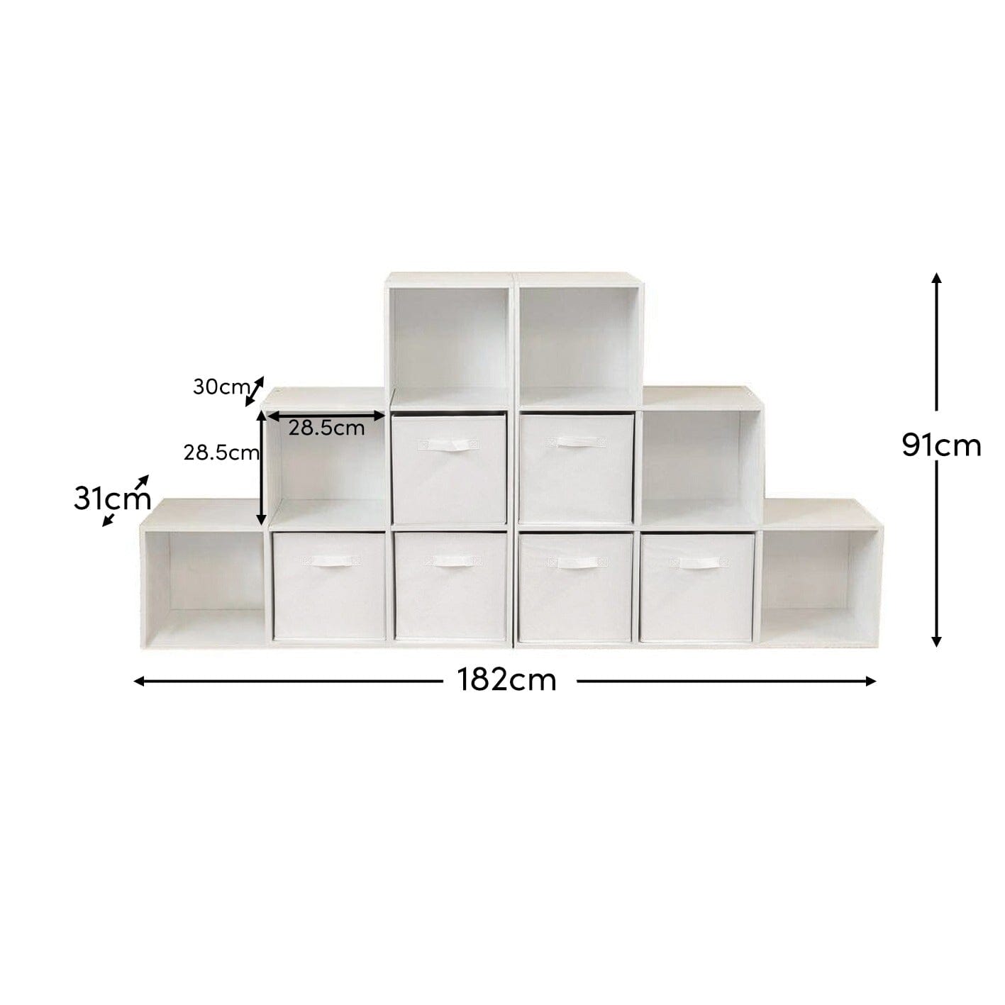 Cara 12 Cube Bookcase Ladder Storage Unit - Chalk White - Two 6 Cube Units - Laura James