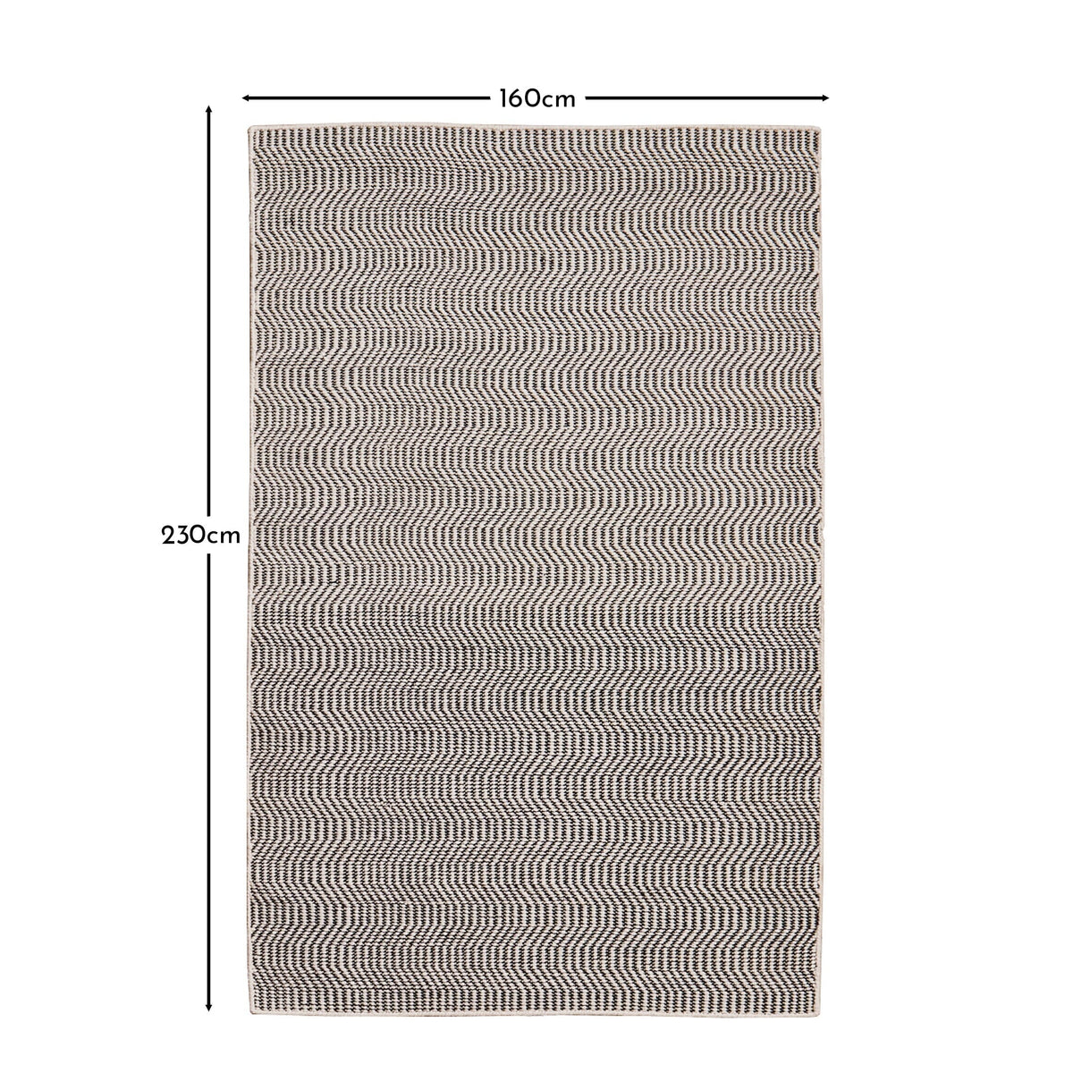 Alverton Clay & Black Geometric Wool with Cotton Rug - 160 x 230cm