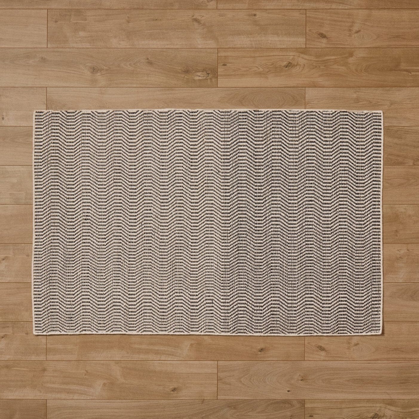 Alverton Clay and Black Geometric Wool and Cotton Rug - Laura James