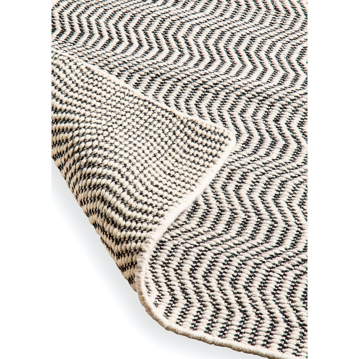 Alverton Clay & Black Geometric Wool with Cotton Rug - 160 x 230cm