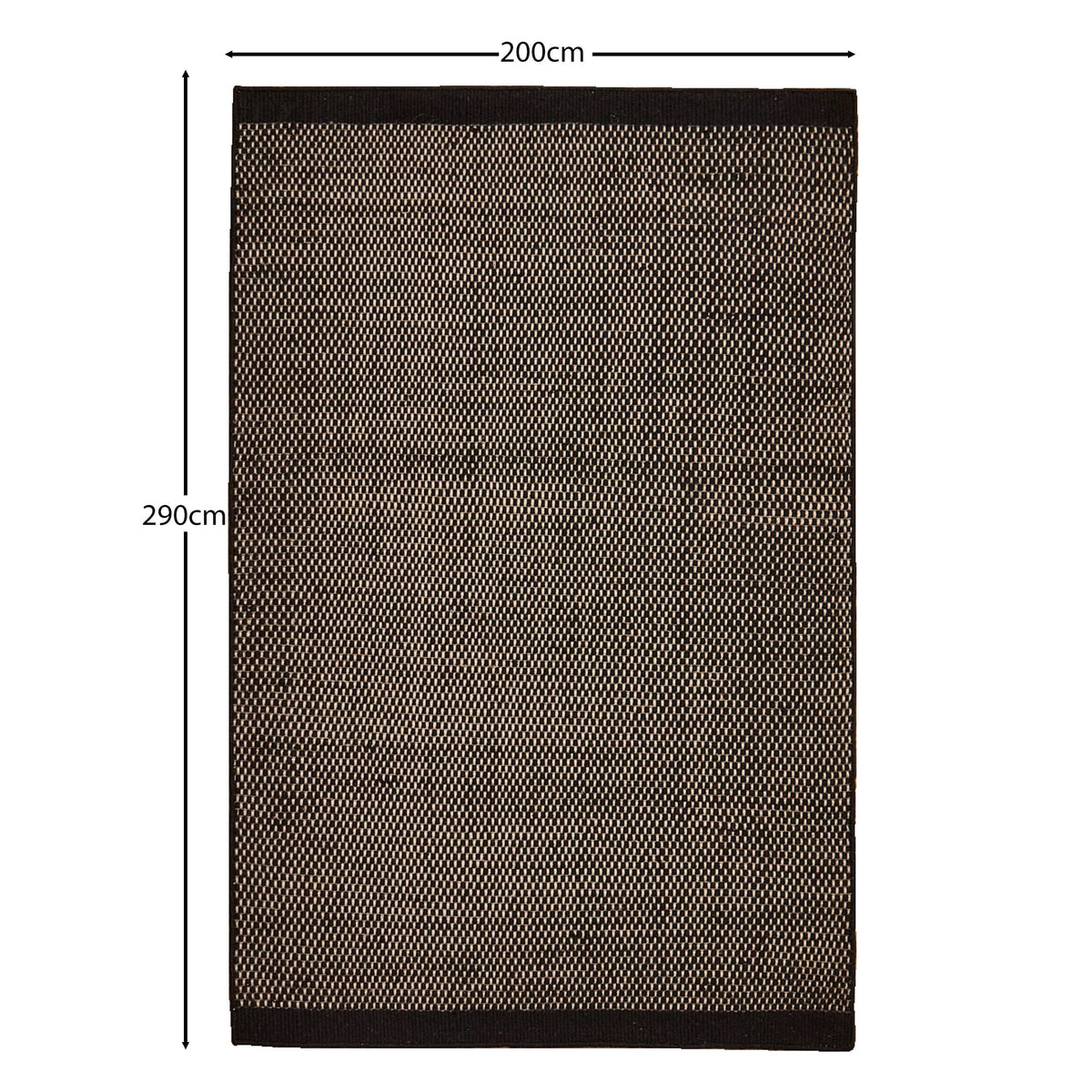 Outlet - Atcham Black Pebble Wool with Cotton Rug - 200 x 290cm
