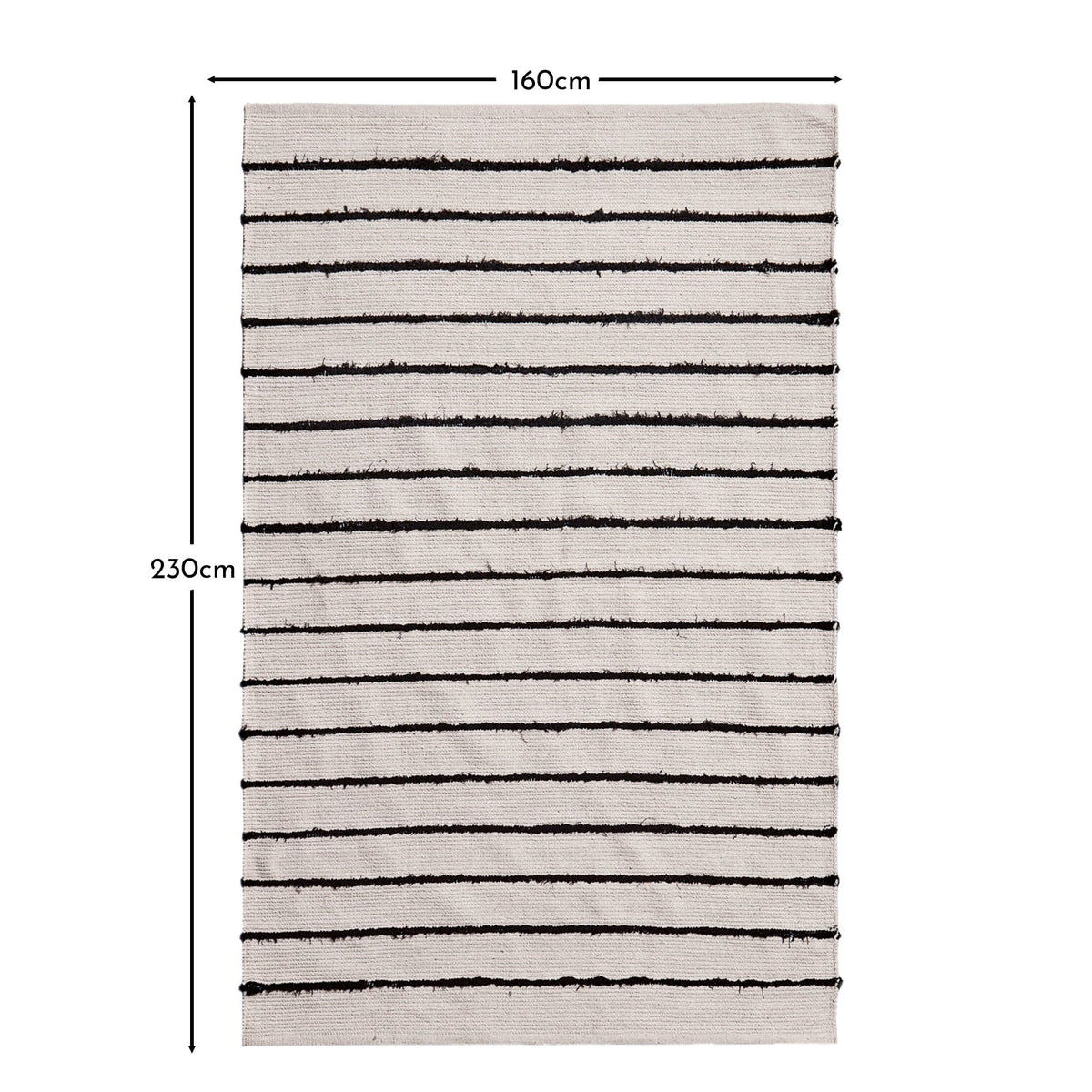 Evedon Black & Natural Striped Cotton Rug - 160 x 230cm