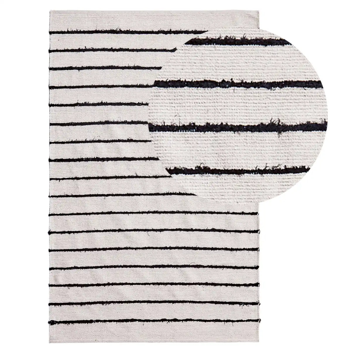 Evedon Striped Black Cotton Rug - 120x170cm - Laura James