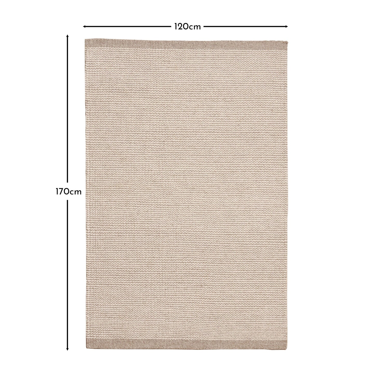 Atcham Clay/Natural Pebble Wool with Cotton Rug - 120 x 170cm