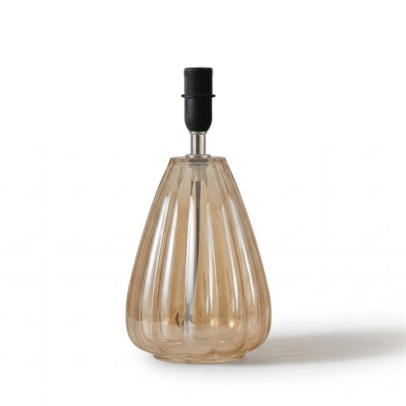 Alma 23cm Glass Lamp Base - Champagne & Coningsby 30cm Cotton Lamp Shade - Snow White - Laura James