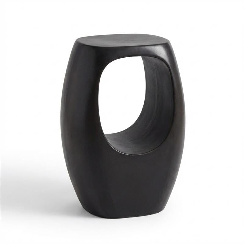 Sohan Garden Concrete Garden Side Table - Lava Black - Laura James