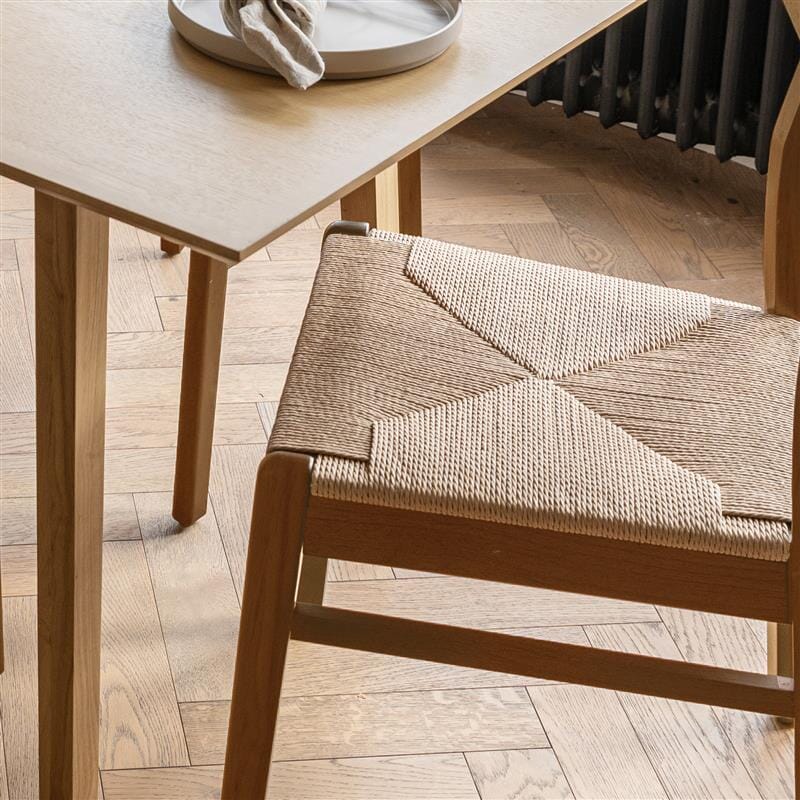 Charlie Oak Dining Table Set - Extendable - 4 Seater - Faye Woven Oak Dining Chairs