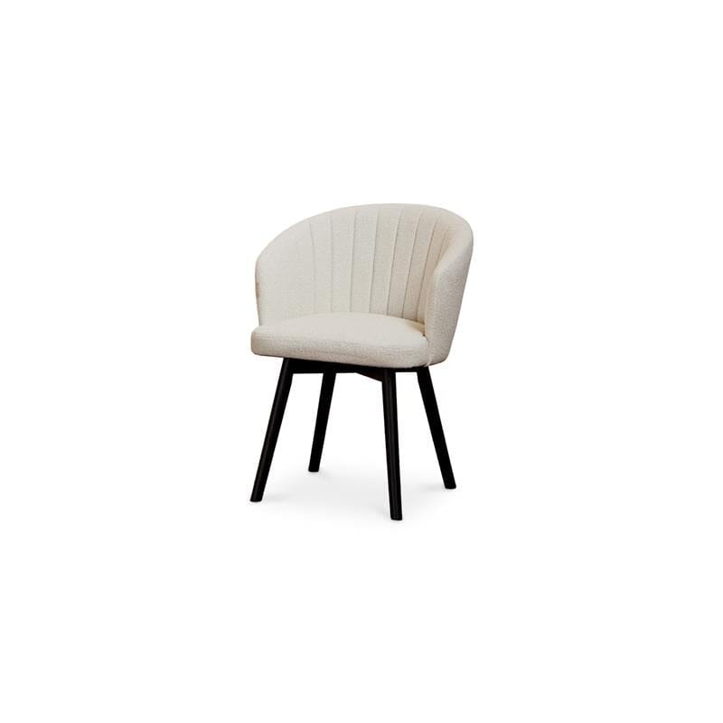 Arabella Light Beige Boucle Dining Chairs - Set of 2 - Black Oak Legs - Laura James