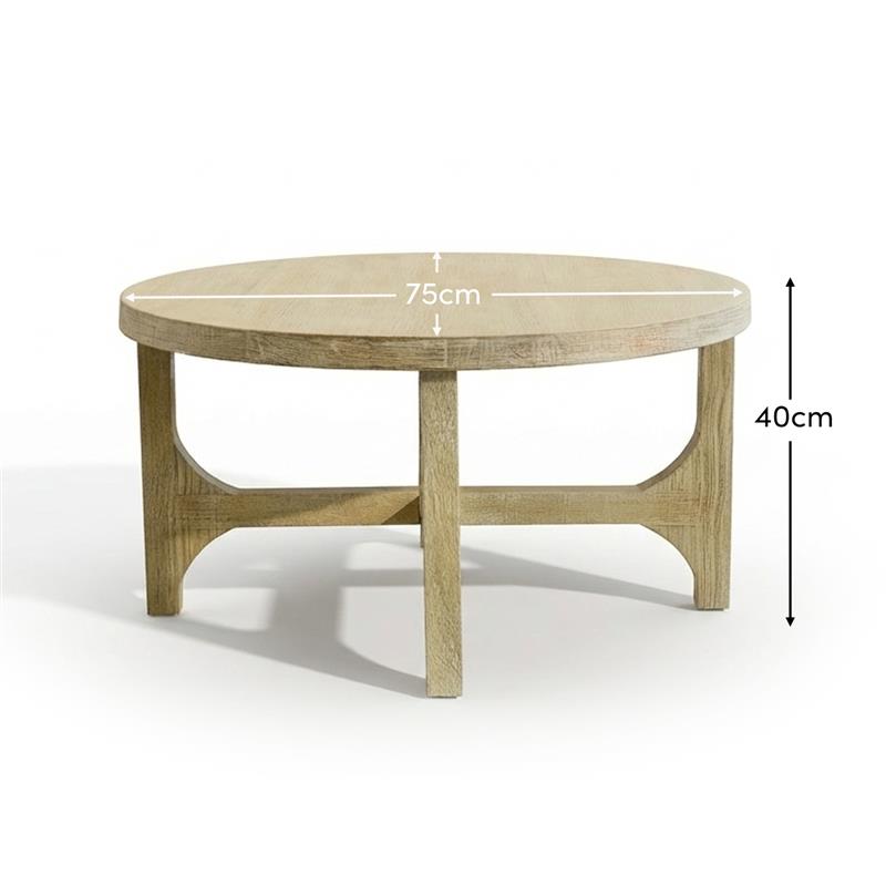 Jade Chalked Mango Wood Round Coffee Table - Laura James