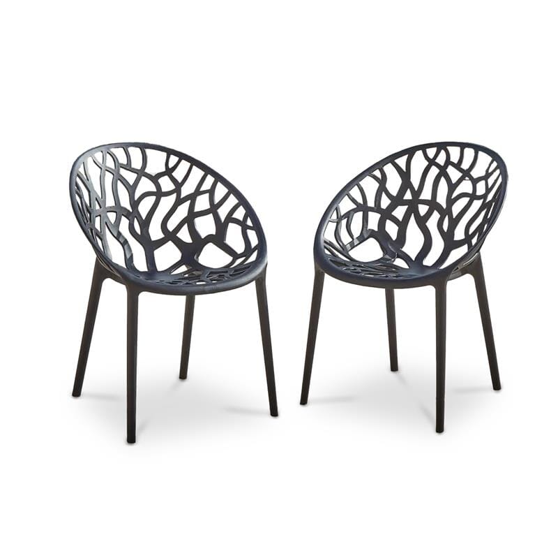 Raquel Black Plastic Garden Chairs - Set of 2 - Laura James