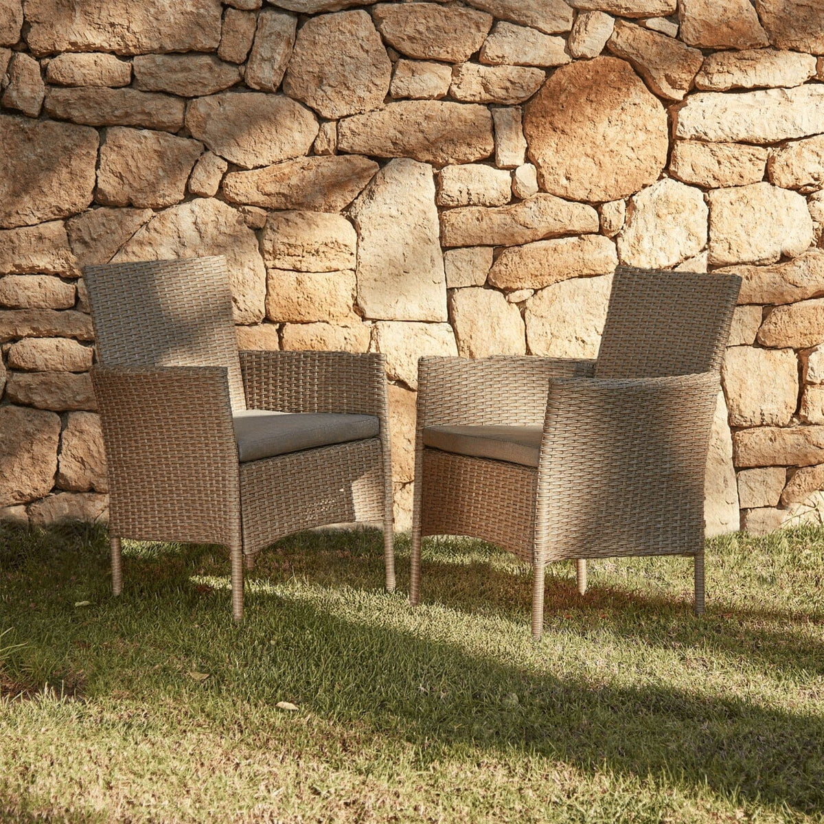 Kemble/Marston Outdoor Stackable Chair - Natural Brown - Set of 2 - Laura James