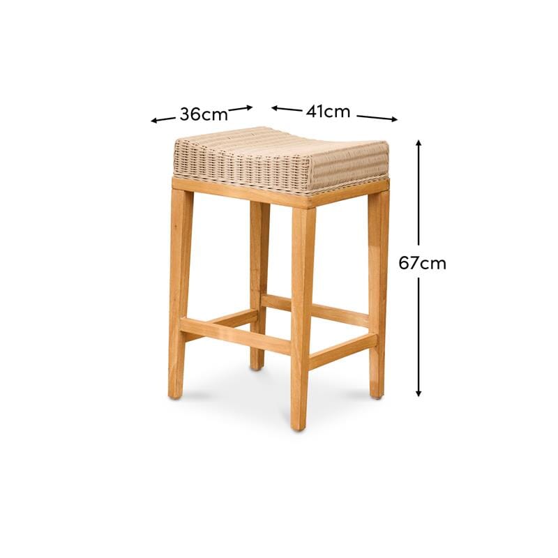Reid Linen Grey Backless Bar Stools - Set of 2 - Whitewash Mindi Wood Legs - Laura James