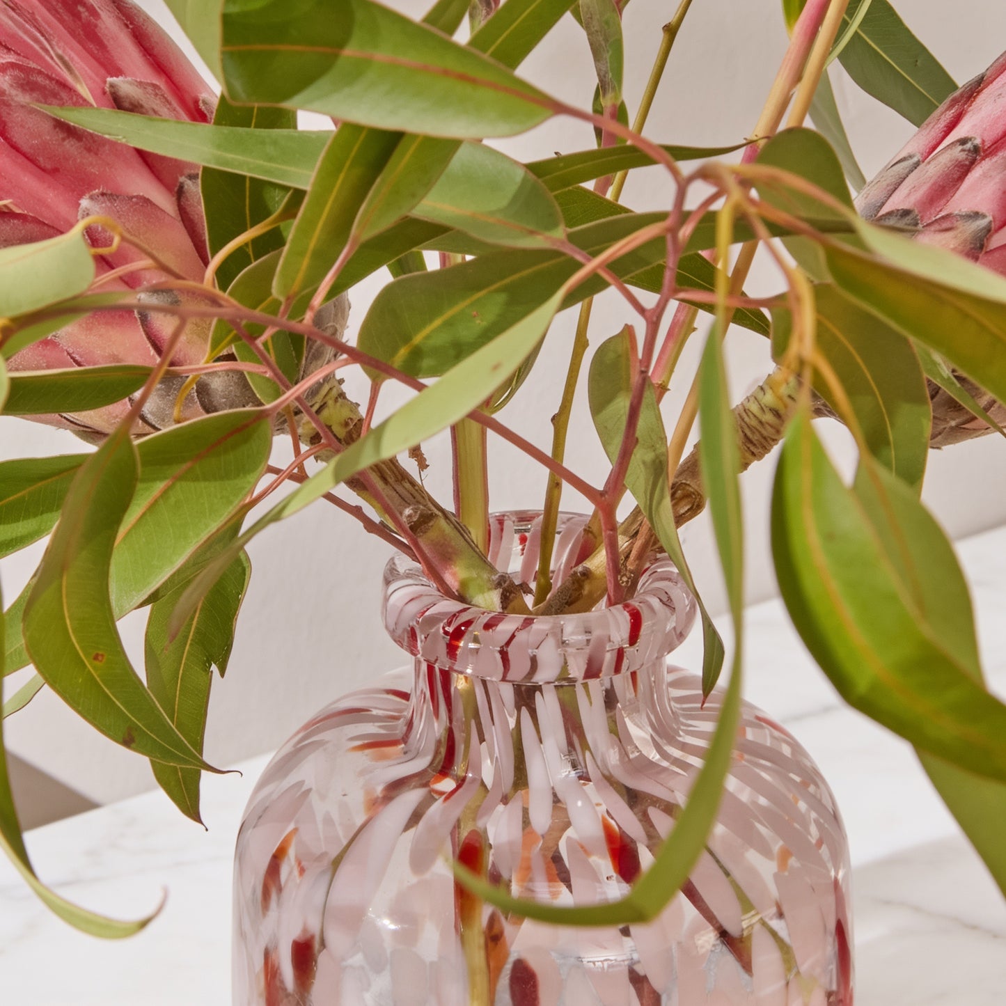 Lazio 20cm Glass Vase - Paprika & Blush Pink Confetti - Laura James