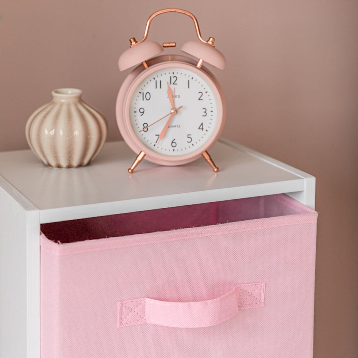 3 Tier White Bookcase Wooden Display Shelving Unit with storage box (Pink)