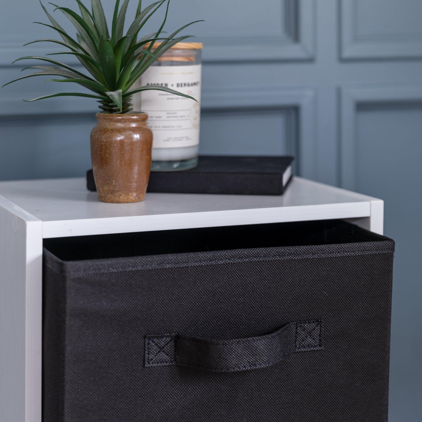 3 Tier White Cube Storage Unit (Black Baskets) - Laura James