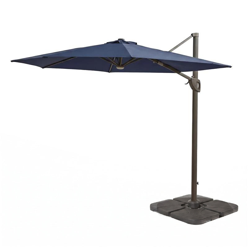 Fira Dark Blue Cantilever Parasol - 2.5m Square with Quartered Base