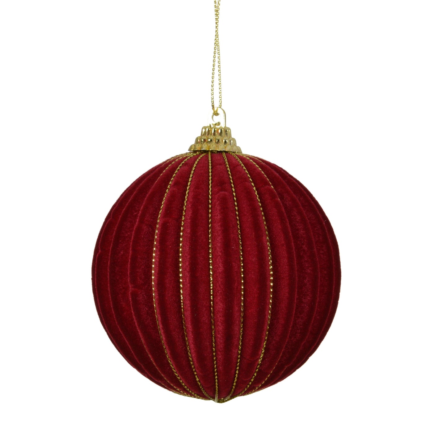 Valen Shatterproof 8cm Bauble - Burgundy Red Flocked - Laura James
