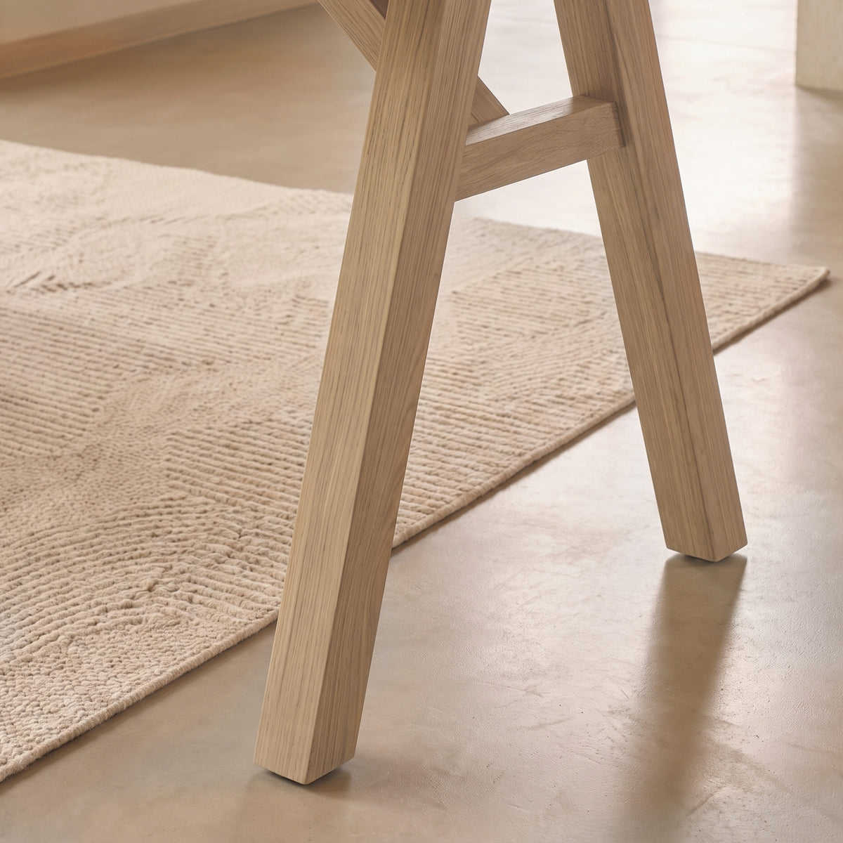 Sabina 160-240cm Extending Whitewash Oak Dining Table Set - 4 Seater - Dinah Natural String Dining Chairs - Whitewash Oak Legs