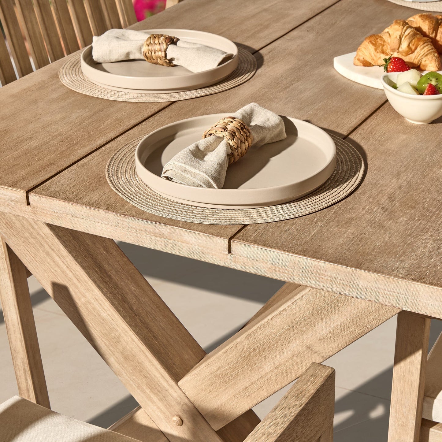 Charlotte 6 Seater Wooden Garden Dining Set with 4 Imani Dining Chairs & Charlotte Bench - Whitewash - Laura James