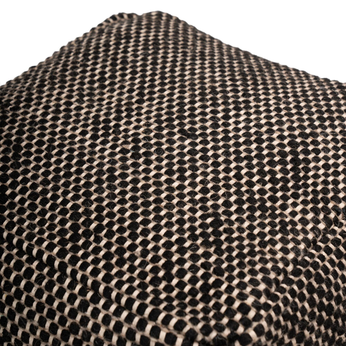 Atcham Wool & Cotton Ottoman Stool - Black