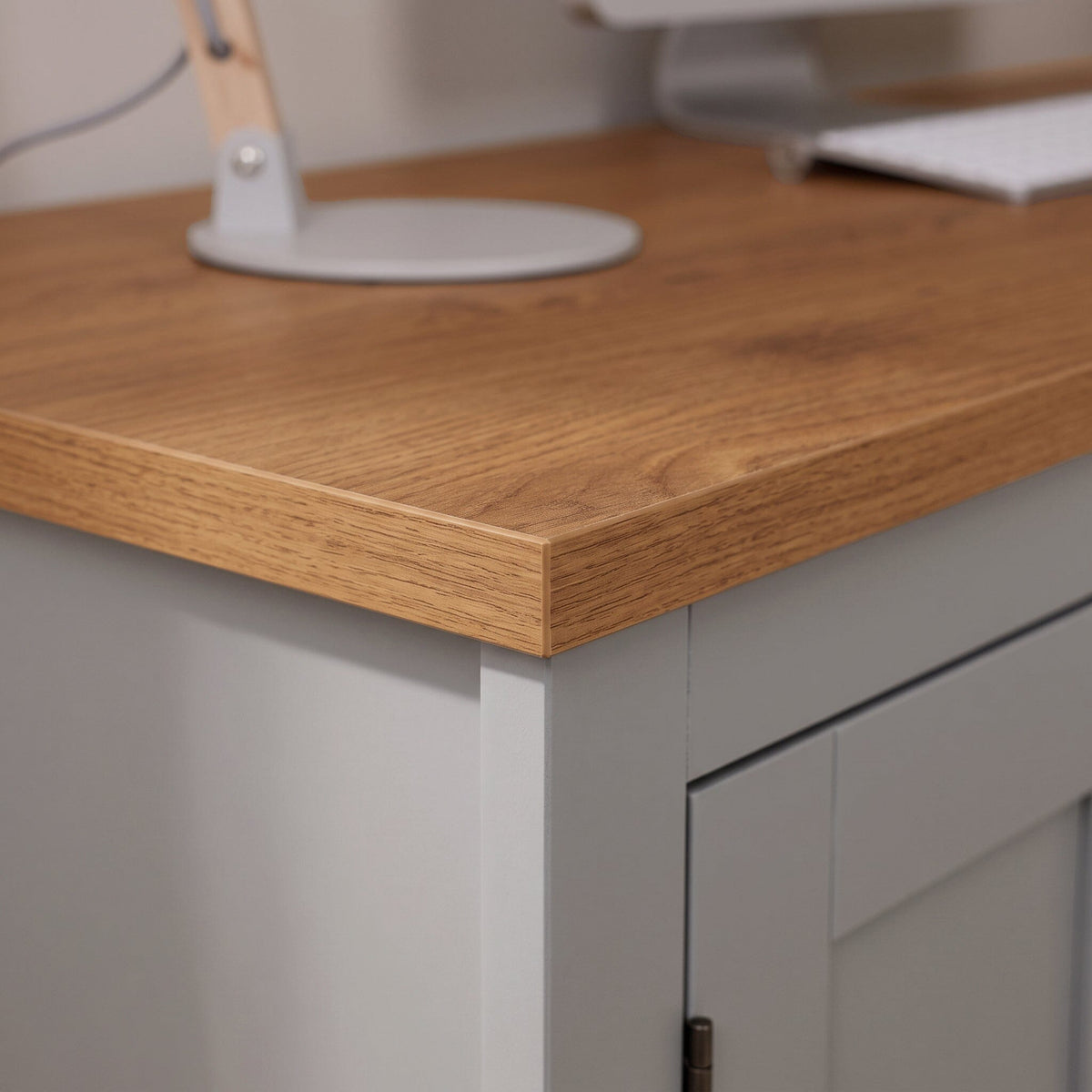 Bampton 3 Drawer Desk - Stone Grey - Laura James