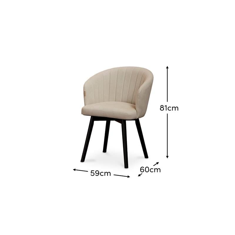 Arabella Natural Beige Dining Chair - Set of 2 - Black Oak Legs - Laura James