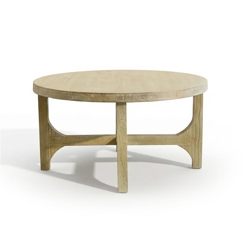 Jade Chalked Mango Wood Round Coffee Table - Laura James
