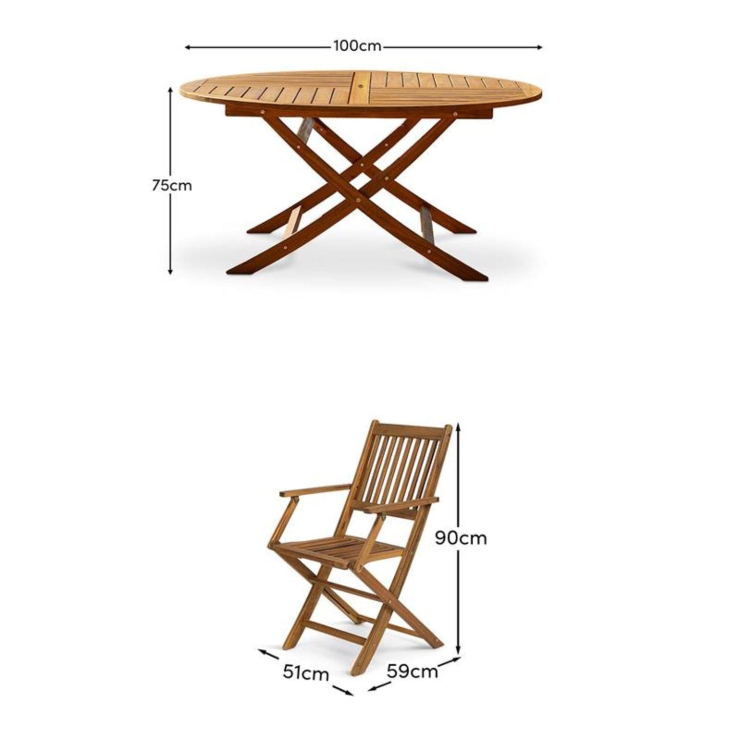 Ashby 4 Seater Round Wooden Garden Armchair Dining Set - 100cm - Laura James