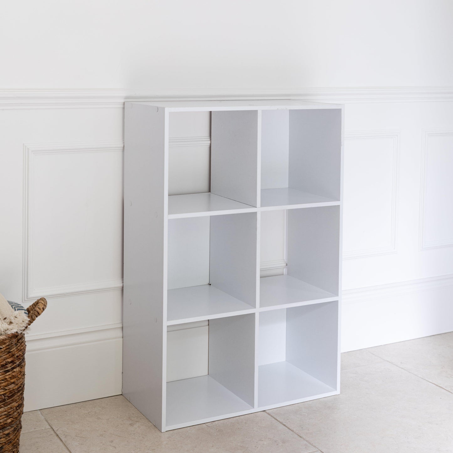 6 Cube White Bookcase Wooden Display Unit Shelving Storage Bookshelf Shelves (No Basket) - Laura James