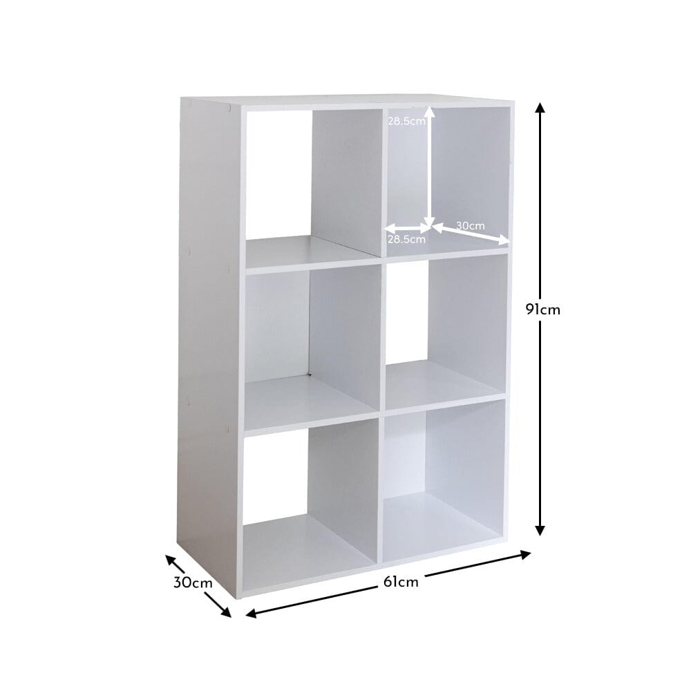 Cara 6 Cube Chalk White Bookcase Wooden Display Unit Shelving Storage Bookshelf Shelves - no Basket - Laura James