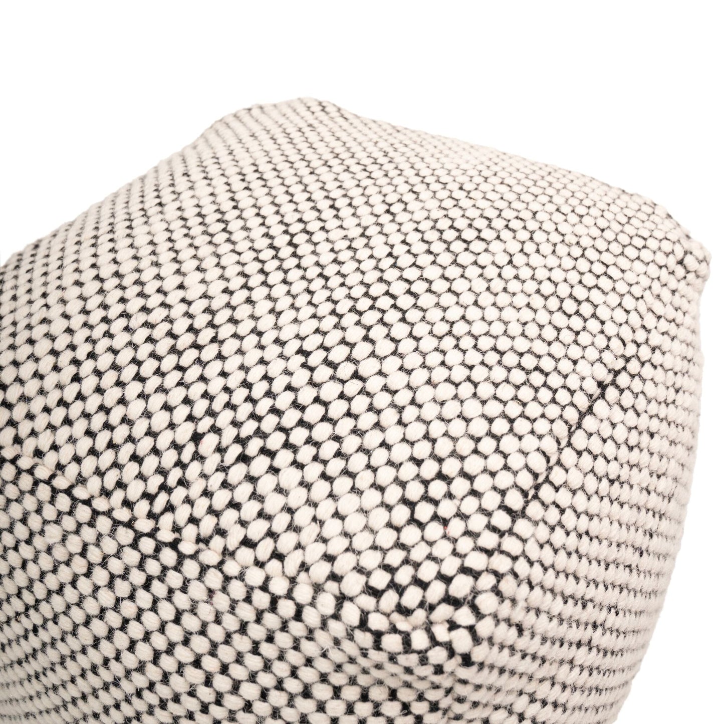 Atcham Wool & Cotton Ottoman Stool - Black/Natural