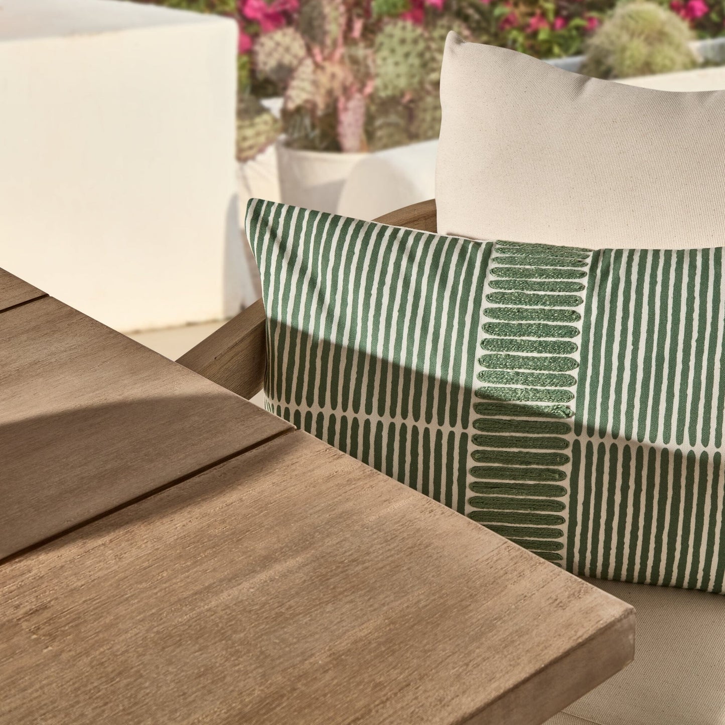 Charlotte 6 Seater Wooden Garden Dining Set with 6 Imani Dining Chairs - Whitewash - Laura James