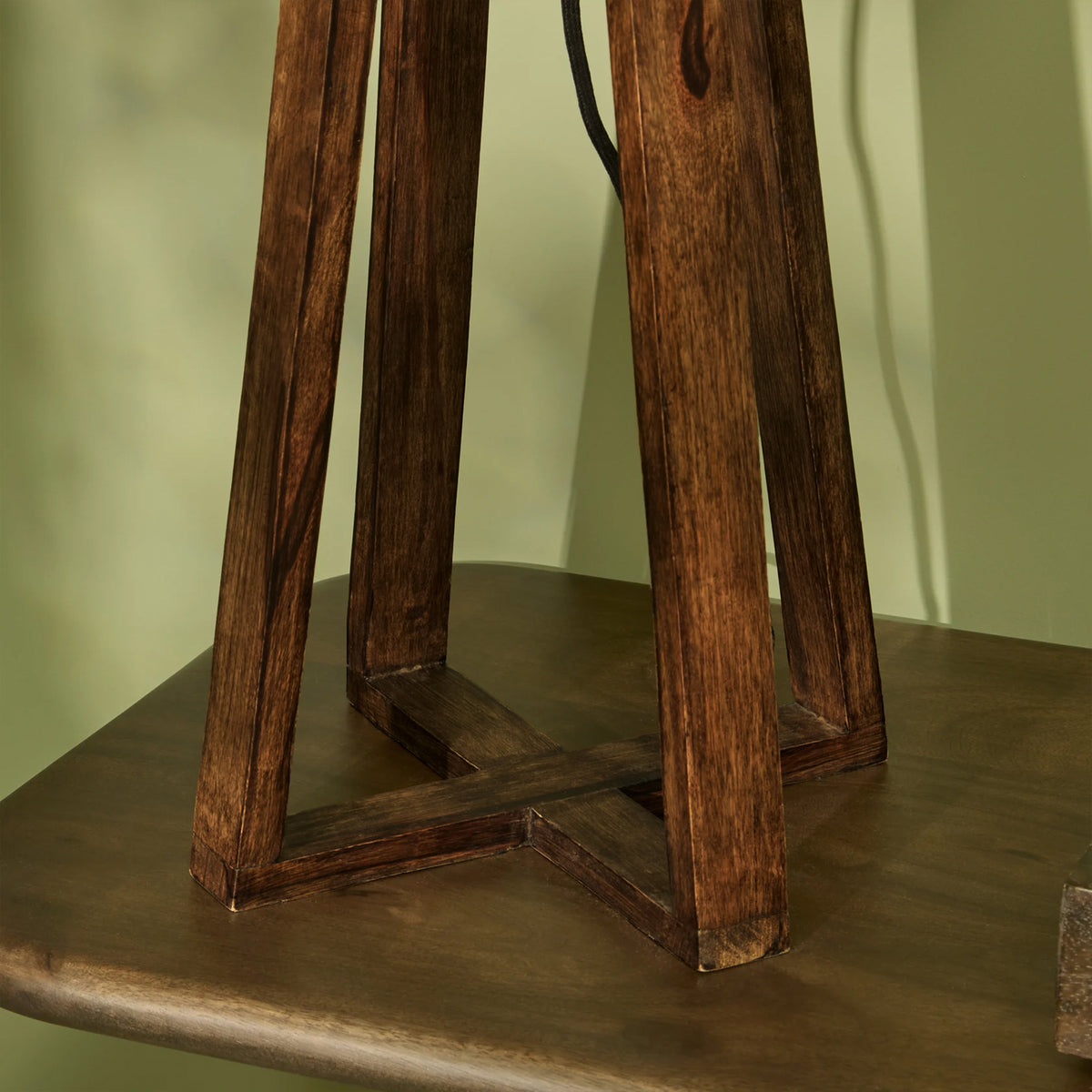 Konduru 70cm Darkened Mango Wood Table Lamp with Taupe Jute Shade