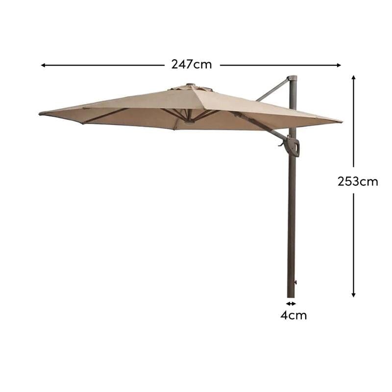 Fira Cappuccino LED Cantilever Parasol - 2.5m Square - Laura James