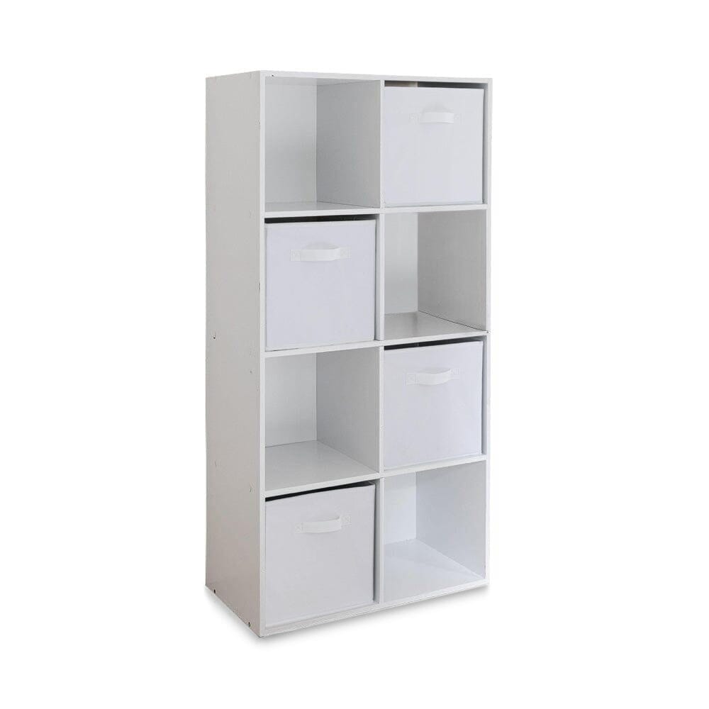 8 Cube Shelf Unit & 4 White Handled Box Drawers