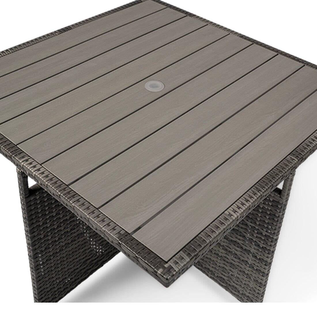 8 Seater Rattan Cube Outdoor Dining Set - Grey Weave Polywood Top