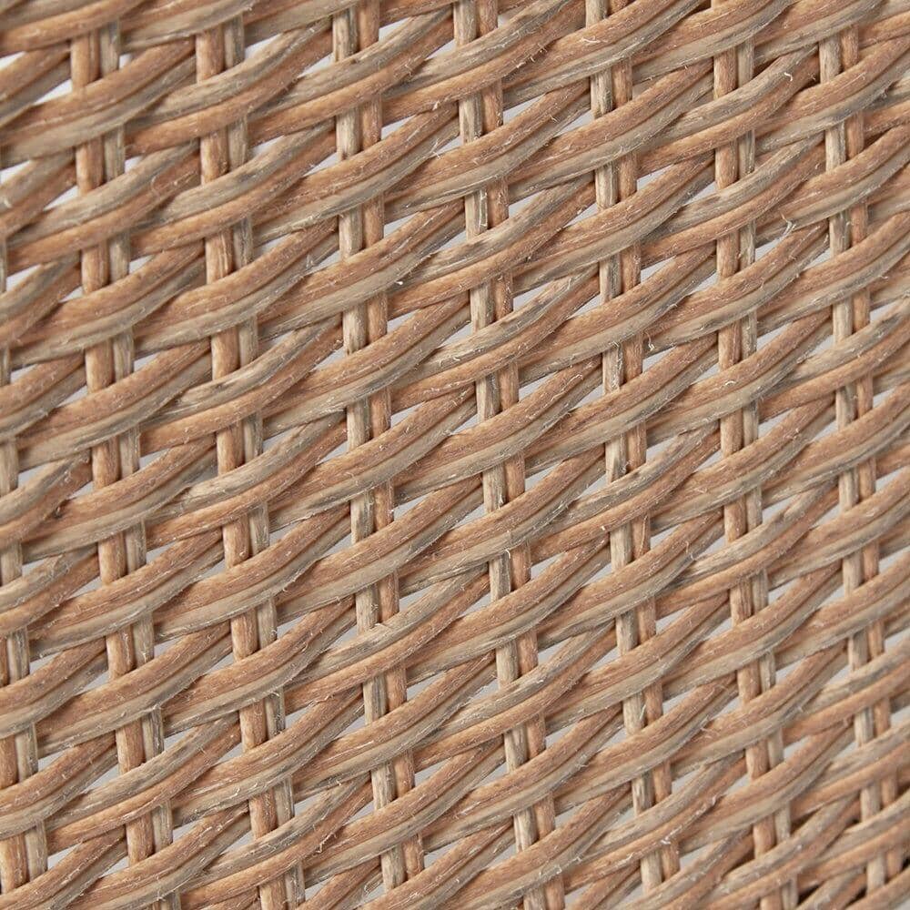 Cube 8 Seater Rattan Outdoor Dining Set with Cream LED Premium Parasol - Natural Brown Weave Polywood Top