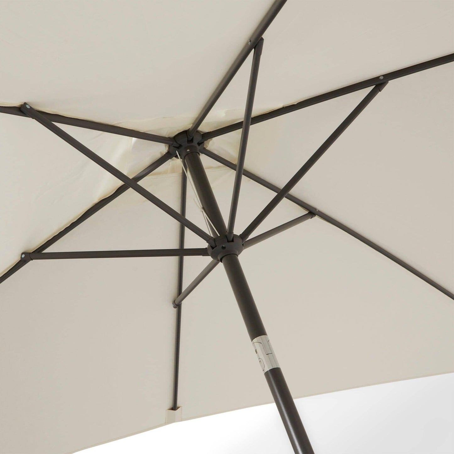 Cube 8 Seater Rattan Outdoor Dining Set with Cream Parasol - Natural Brown Weave