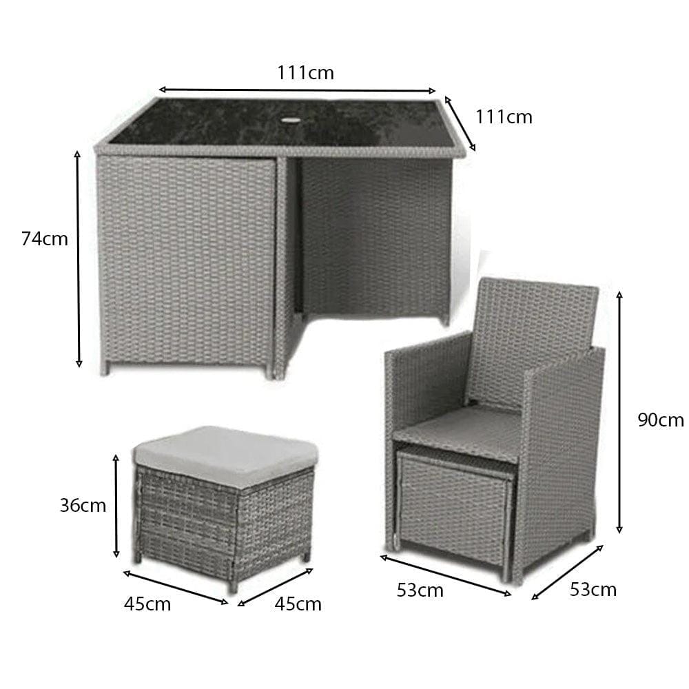 8_Seater_Rattan_Cube_Outdoor_Dining_Set_Brown_Weave_Glass_Top - Laura James
