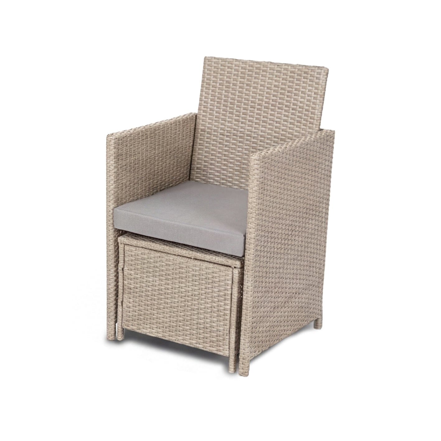 Cube Rattan Dining Chair - Light Grey - Laura James