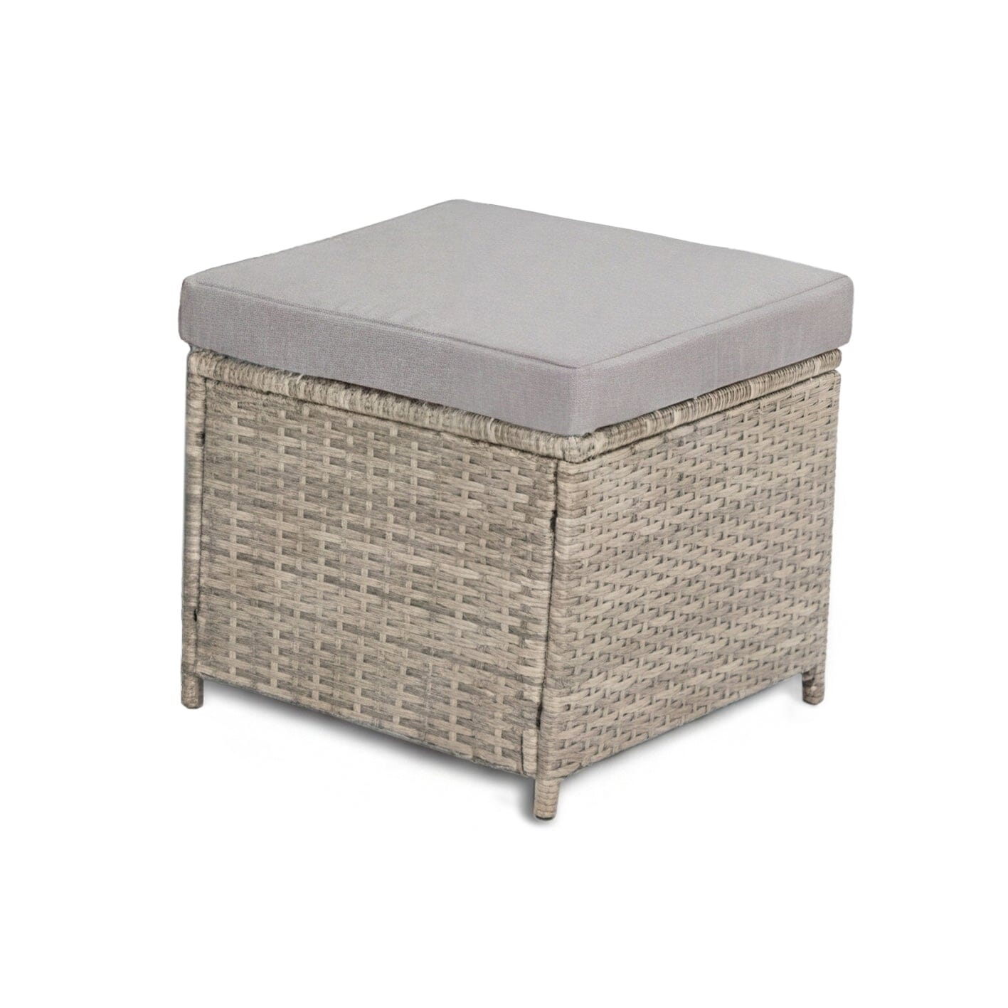 Cube Rattan Footstool - Light Grey - Laura James
