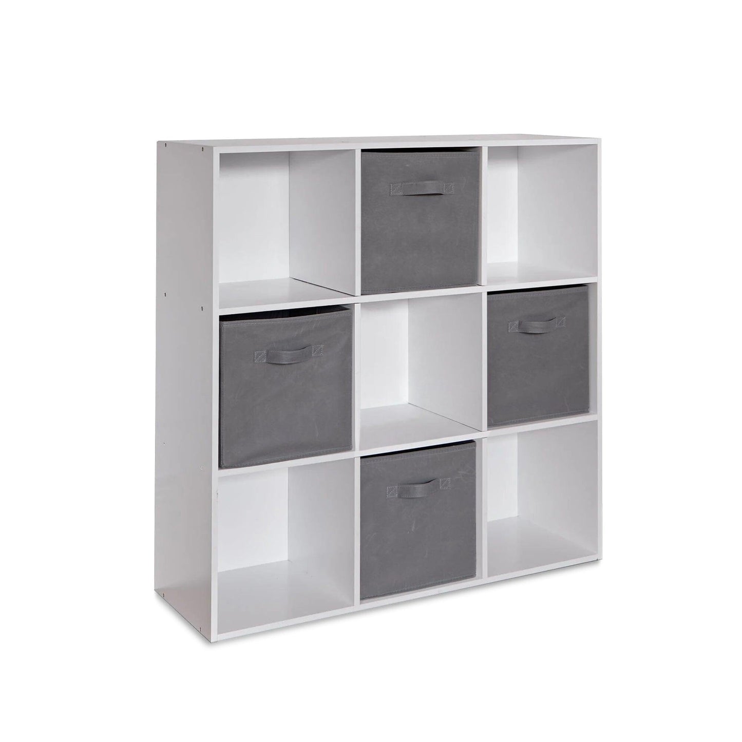9 Cube Storage Unit & 4 Grey Handled Box Drawers - Laura James